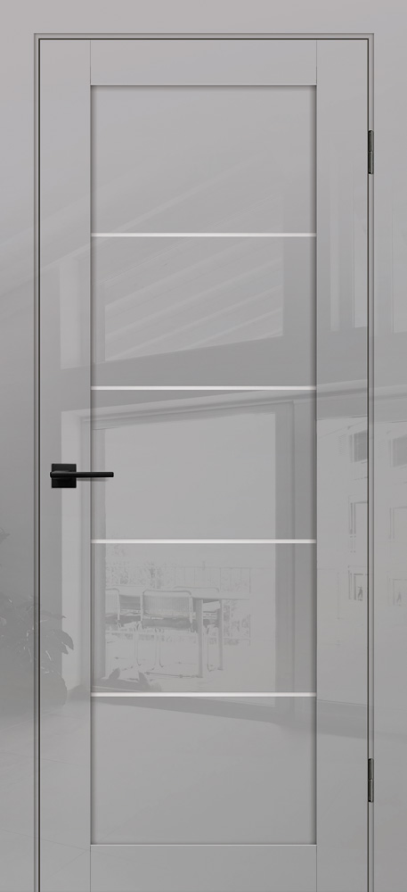 Дверь G-15 Агат глянец со стеклом белый сатинат