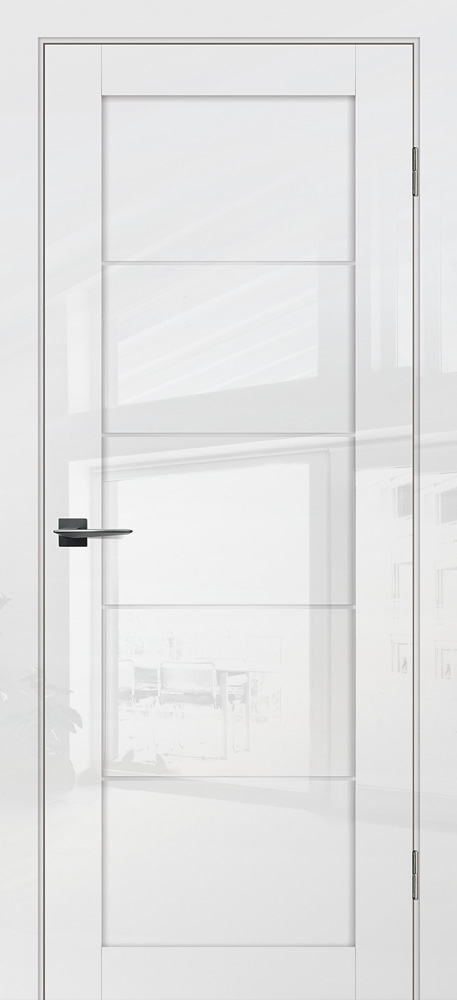 Дверь G-15 Белый глянец со стеклом белый сатинат